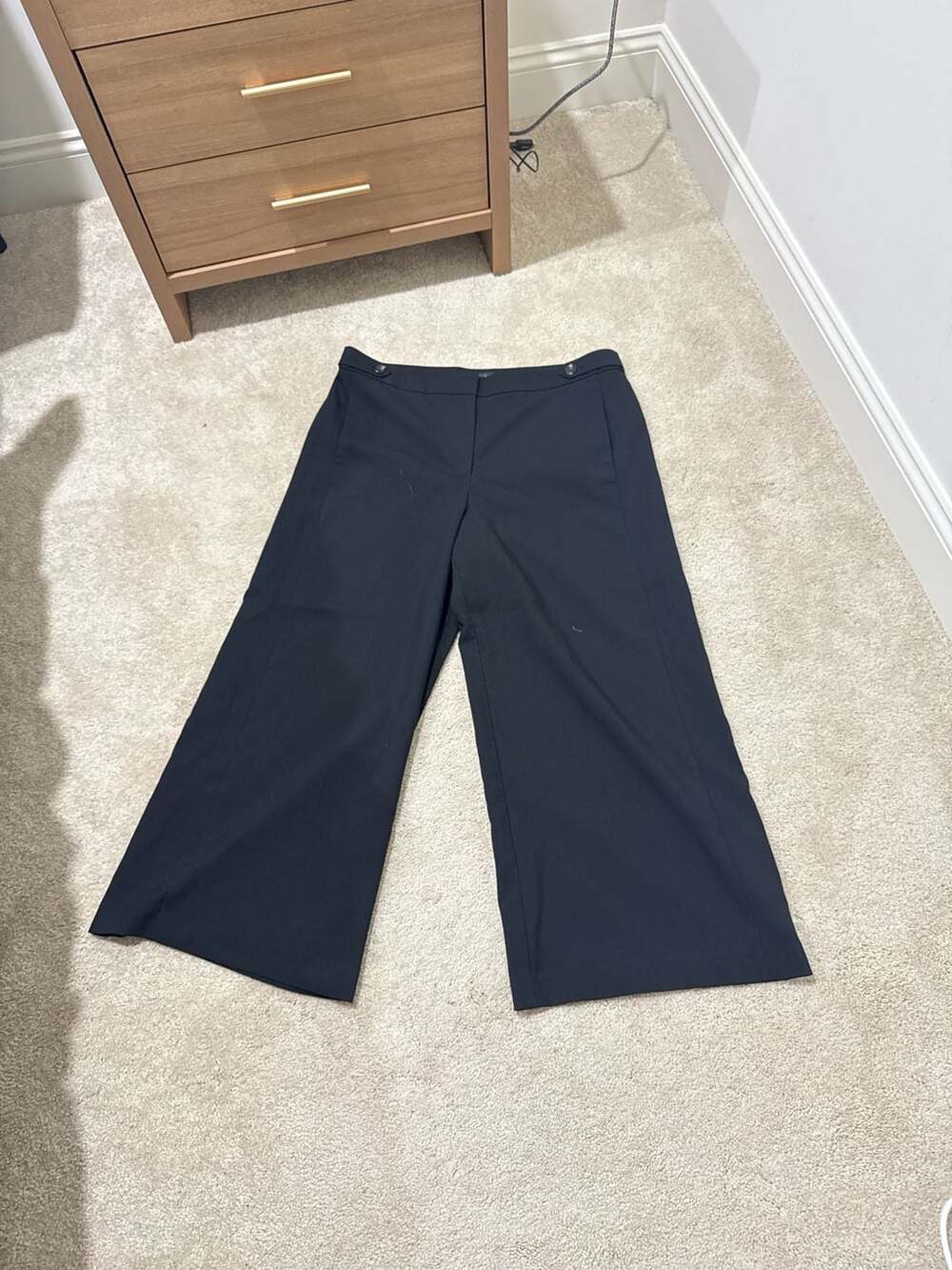 Ann Taylor Marina Wide Leg Crop Pants with Button Detail